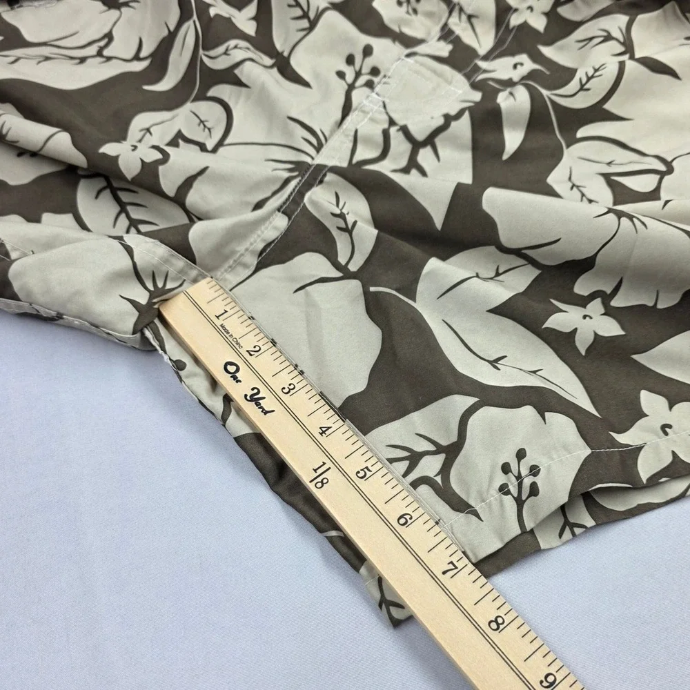 Islander Mens Large Brown Tan Hibiscus Floral Swim Trunks Board Shorts Cargo